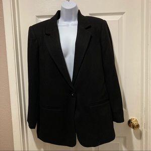 -Sag Harbor women’s vintage  business 100% wool black jacket blazer size 8 Large